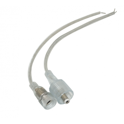 Unión macho - hembra, transparente con conector para tira de LED con cable